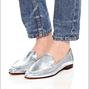 Kate Spade | “Carima” Metallic Sliver Leather Loafer/Flats